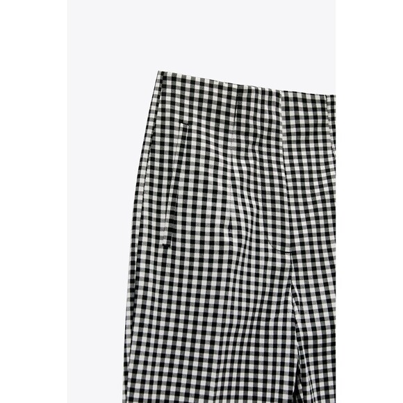 Gingham Print Zara High Waist Cropped Trouser Pants (NWT) - Picture 9 of 11